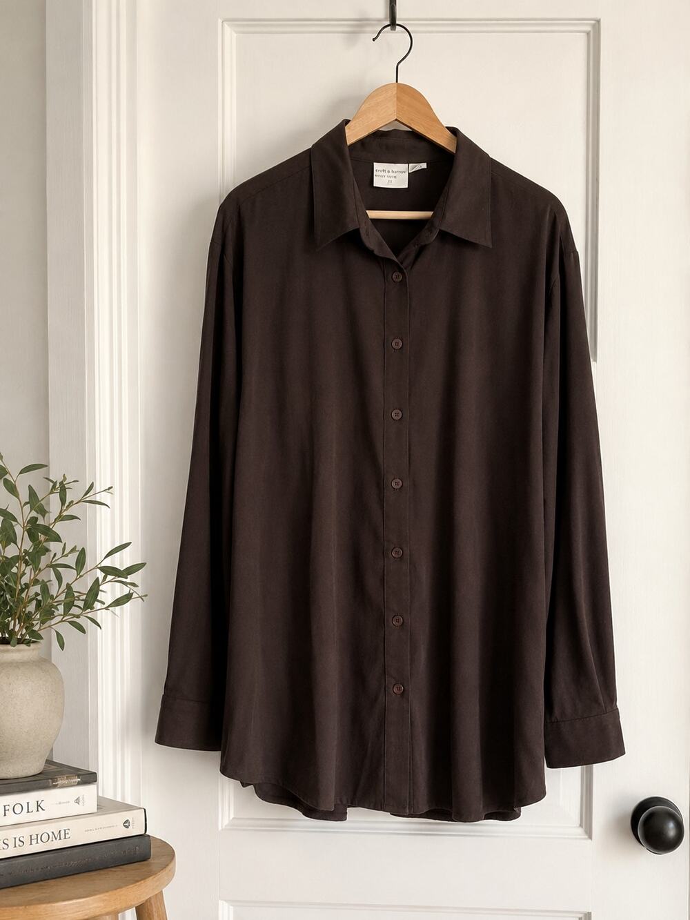 Croft & Barrow Stretch Button-Up Blouse | Chocolate Brown | 3X ✨